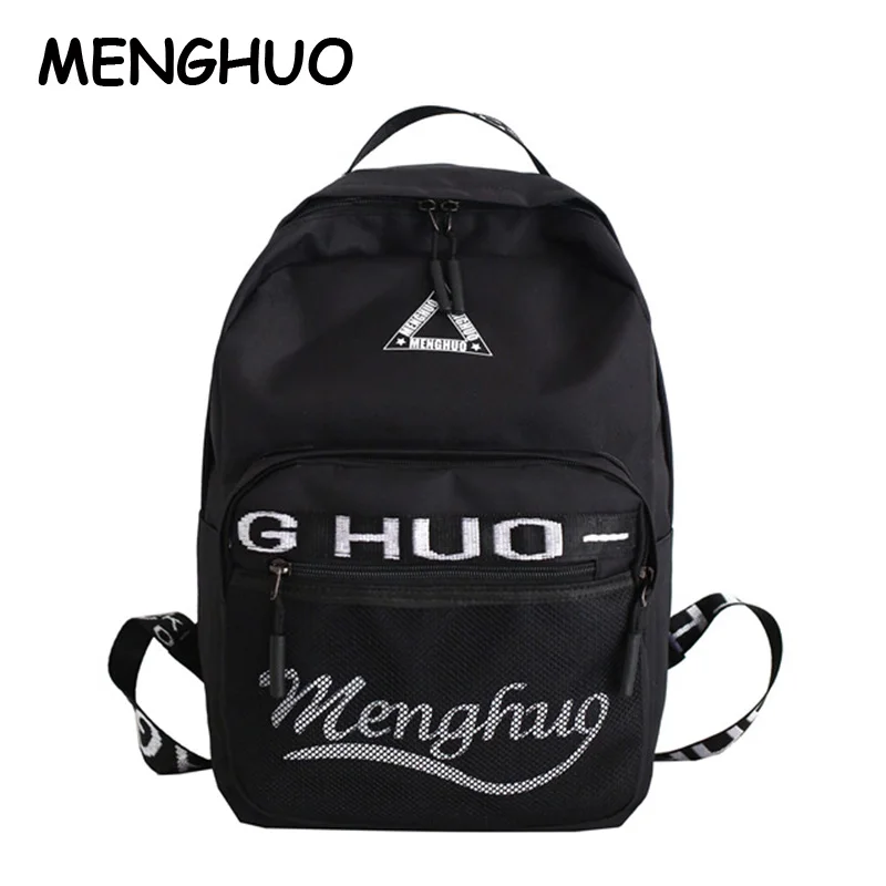 Menghuo с буквенным принтом унисекс рюкзак новая мода высокое качество Студенческая