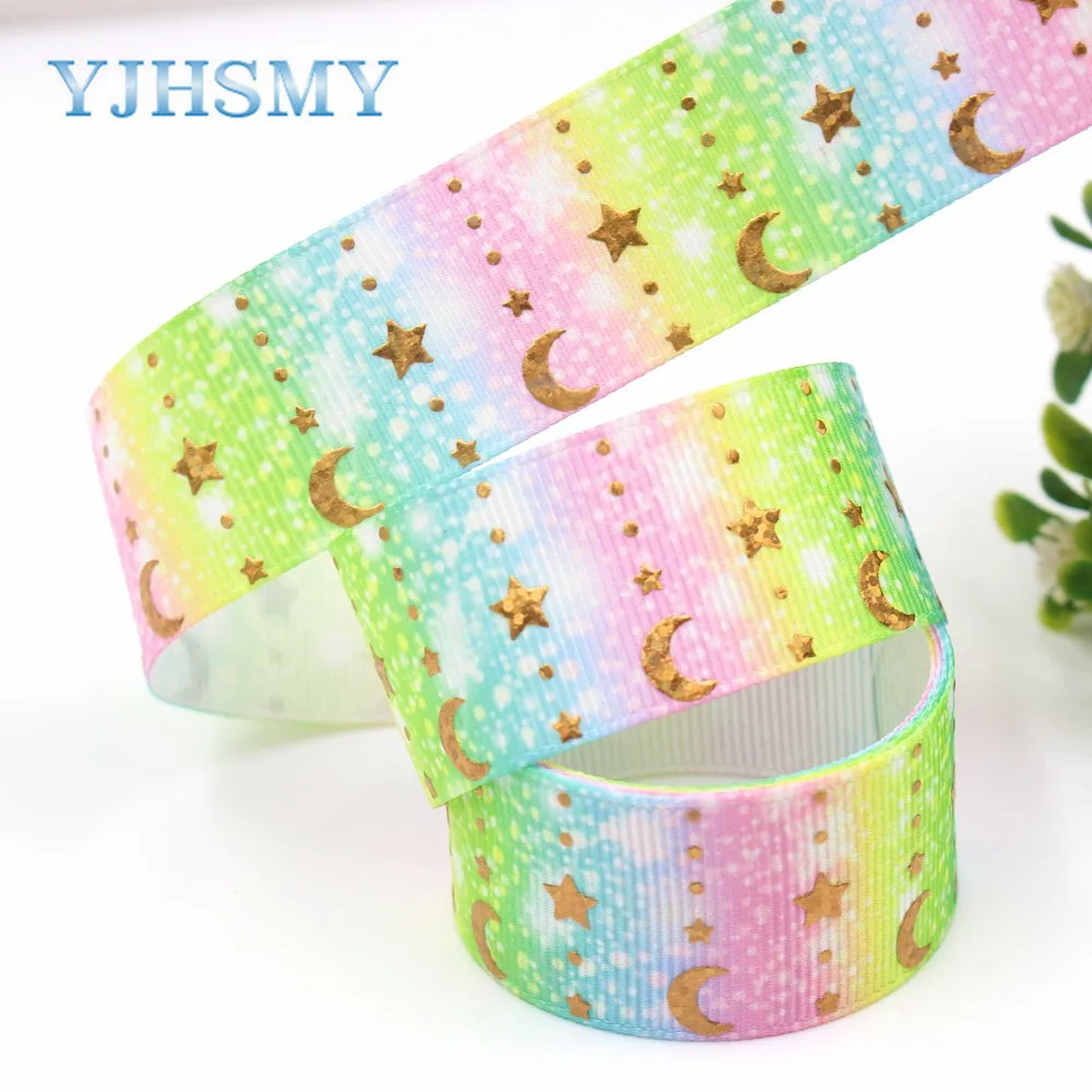 YJHSMY G-18808-849 25 мм 10 ярдов лазерная Венера Луна печать grosgrain лента DIY головной убор
