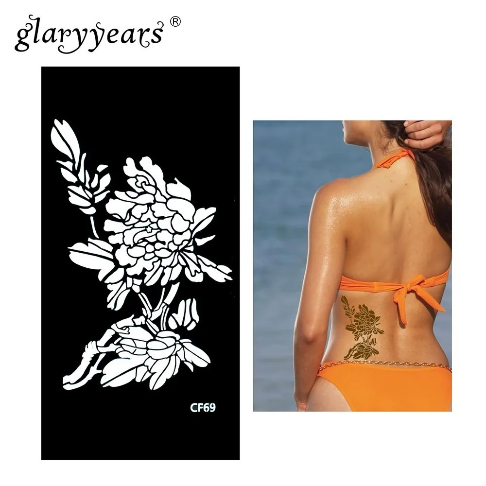 Glaryyears 1 шт хна трафарет татуировки Модный шаблон Рисование пастой леди боди арт