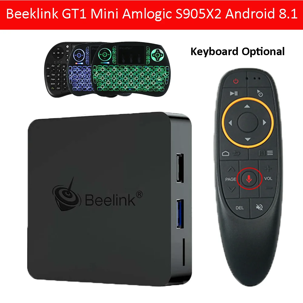 Мини ТВ-бокс Beelink GT1 Amlogic S905X2 Android 8,1 tv Box 4G DDR4 32G BT 4,0 Dual Wifi HDMI 2,0 телеприставка с голосовым управлением