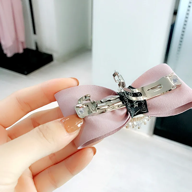 

Synthetic Leather pearl flower hairgrips alloy leaf retro hair clip bow crystal hairpin women fashion hair accessories headdress