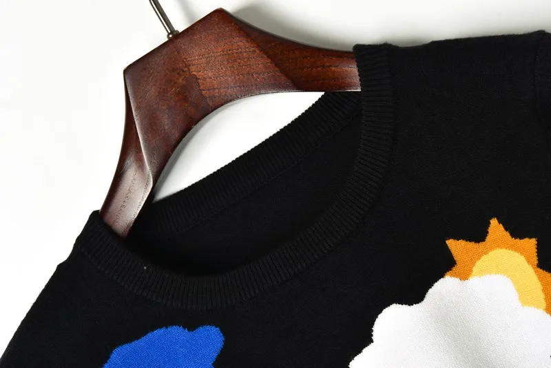 New 2018 Autumn Women's Sweaters Cute Jacquard Cloud Stars Female Casual Pullover High Street Jumper Full Sleeves Collage Tops | Женская