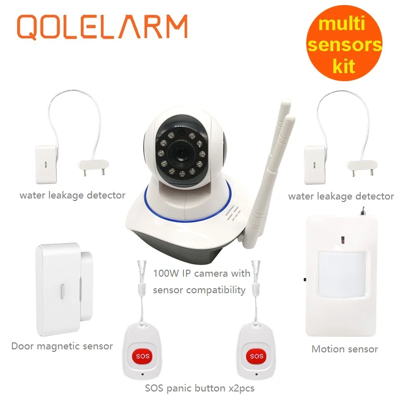QOLELARM 433 МГц датчик сигнализации совместимая с ip камерой 720 P wifi поддержка sd карт 2cu