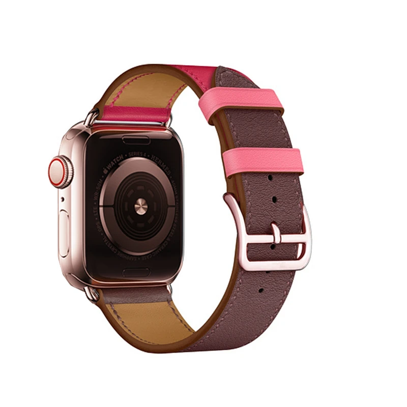 Swift кожаный двойной тур розовое золото застежка пряжка для iWatch Группа 44 мм 40 42 38