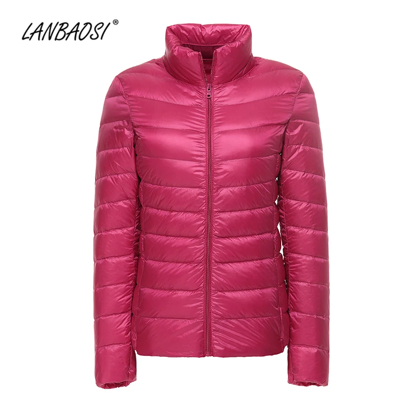 Женская легкая пуховая куртка LANBAOSI тонкая ветрозащитная Ультралегкая белая на