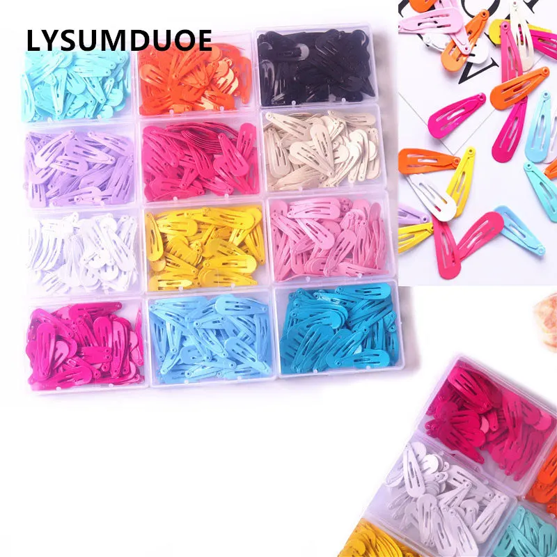 

50Pcs/Lot New Girls Hair Accessories Children Gift Box Set Hairclip Solid Candy Color Dripping Barrette Cute Hair Clip for Kids