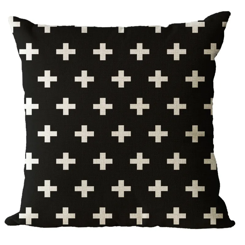 Vintage Simple Cotton Linen Pillowcase Cover Chair Waist and Seat Square Black white Geometry Cushion Home Decorative | Дом и сад