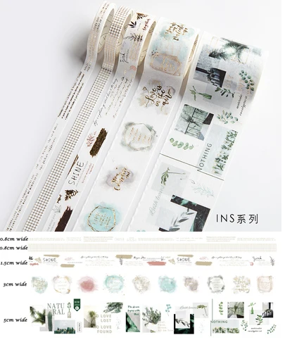 3 размера Серебряная тема зеленая растительная жизнь 1 шт васи лента маскирующая