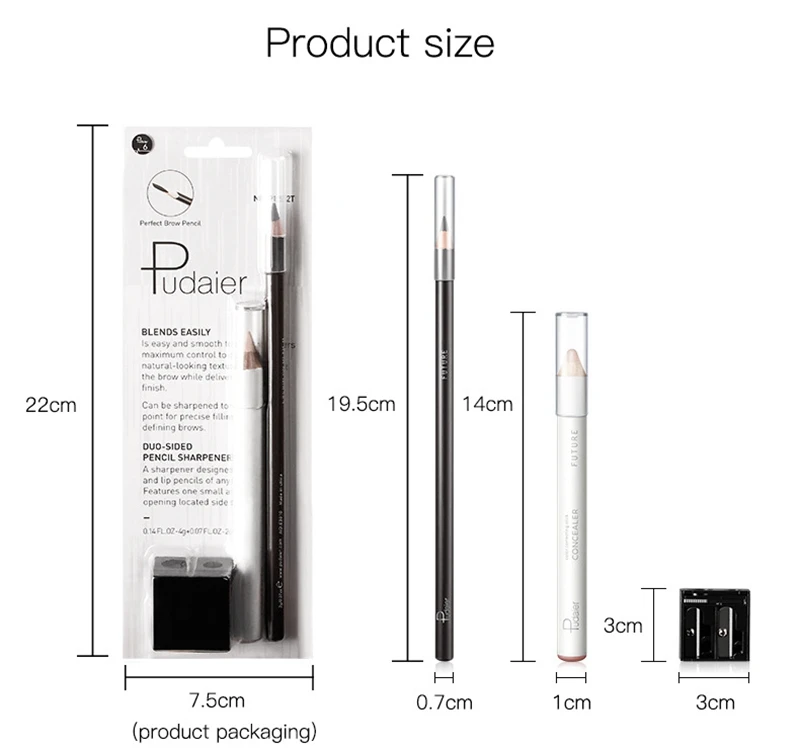 Pudaier Hard Head Microblading Eyebrow Pen With Concealer 10 Color Waterproof Long Lasting Pencil Black Brown | Красота и здоровье