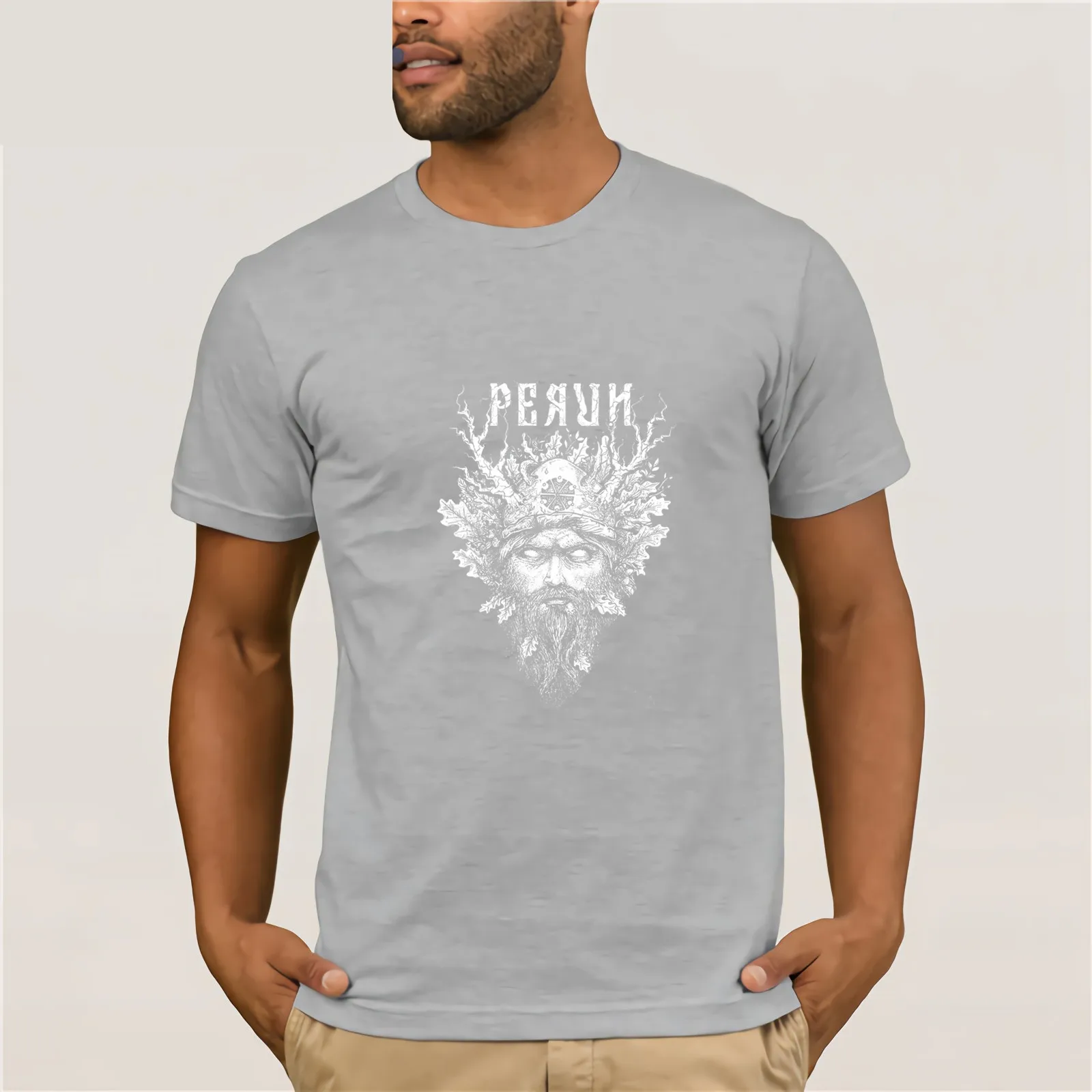 Perun-tee design for Tirval clothes хлопковая Футболка Молодежная трендовая Мужская футболка с