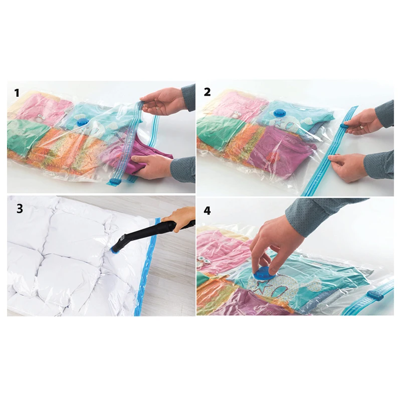 Vacuum Bags For Clothes Seal Storage Transparent Compressed Organizers Wardrobe Space Saving PA Material High Quality | Дом и сад