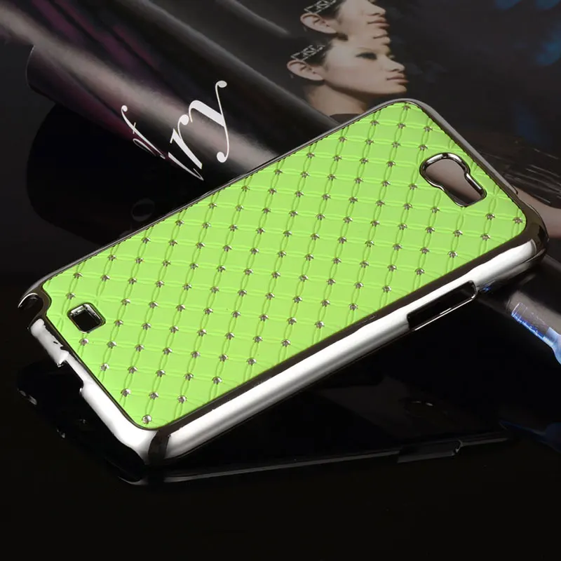 coque for samsung galaxy note 2 case with diamond chromed PC Spray the oil Plain coulor back cover capa funda | Мобильные телефоны
