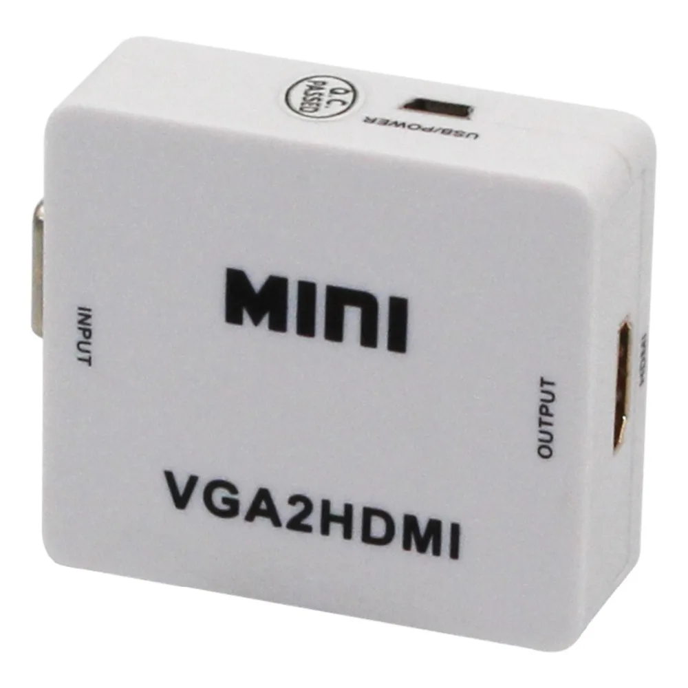 

3 шт. Бесплатная доставка и оптовая продажа поддержка 720p 1080p VGA2HDMI Mini VGA в HD преобразователь с аудио для ПК ноутбука в проектор HDTV