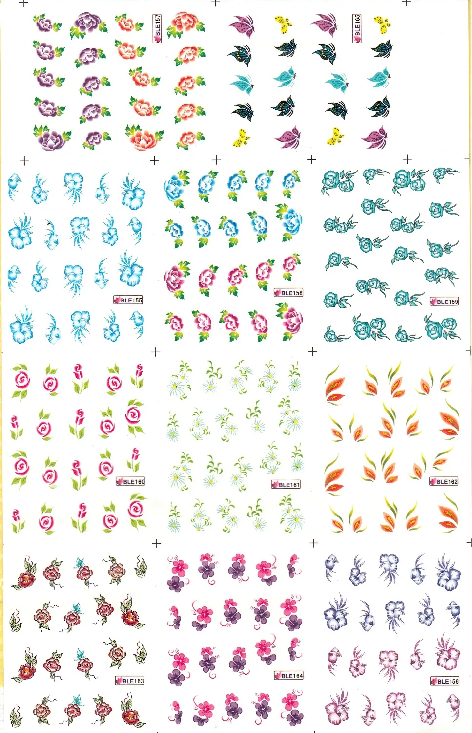 11 упак./лот водная наклейка для ногтей наклейки на ногти цветок WISTARIA AZALEA BUTTERFLY