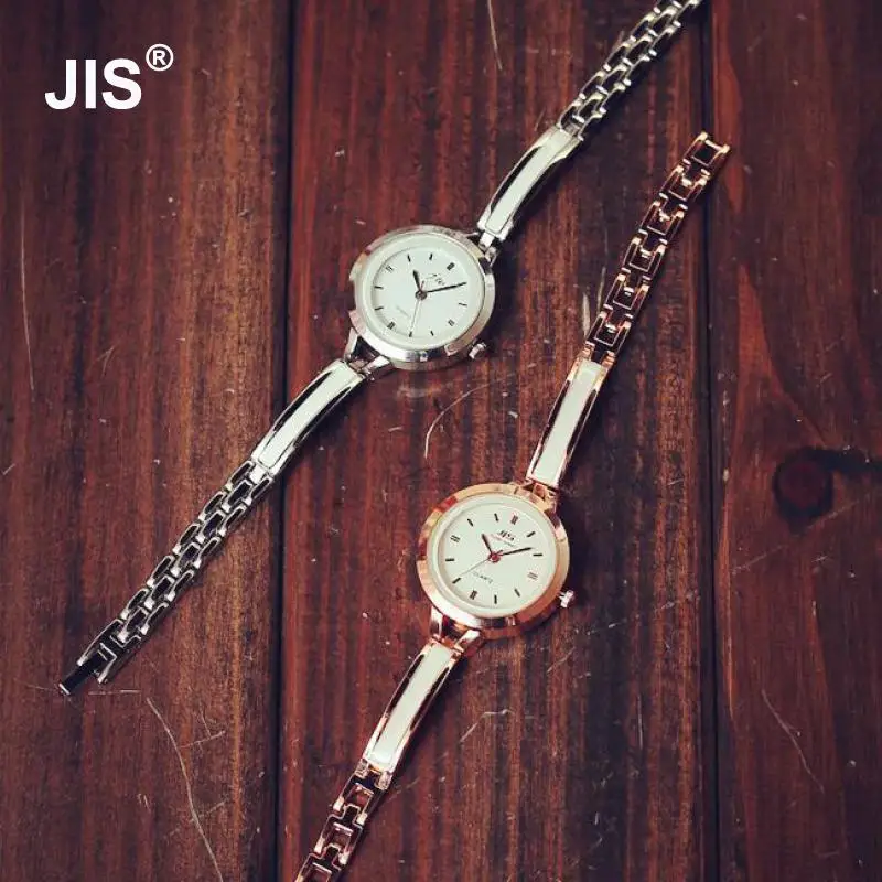 Модные кварцевые часы JIS розовое золото серебро тонкий ремешок женские наручные