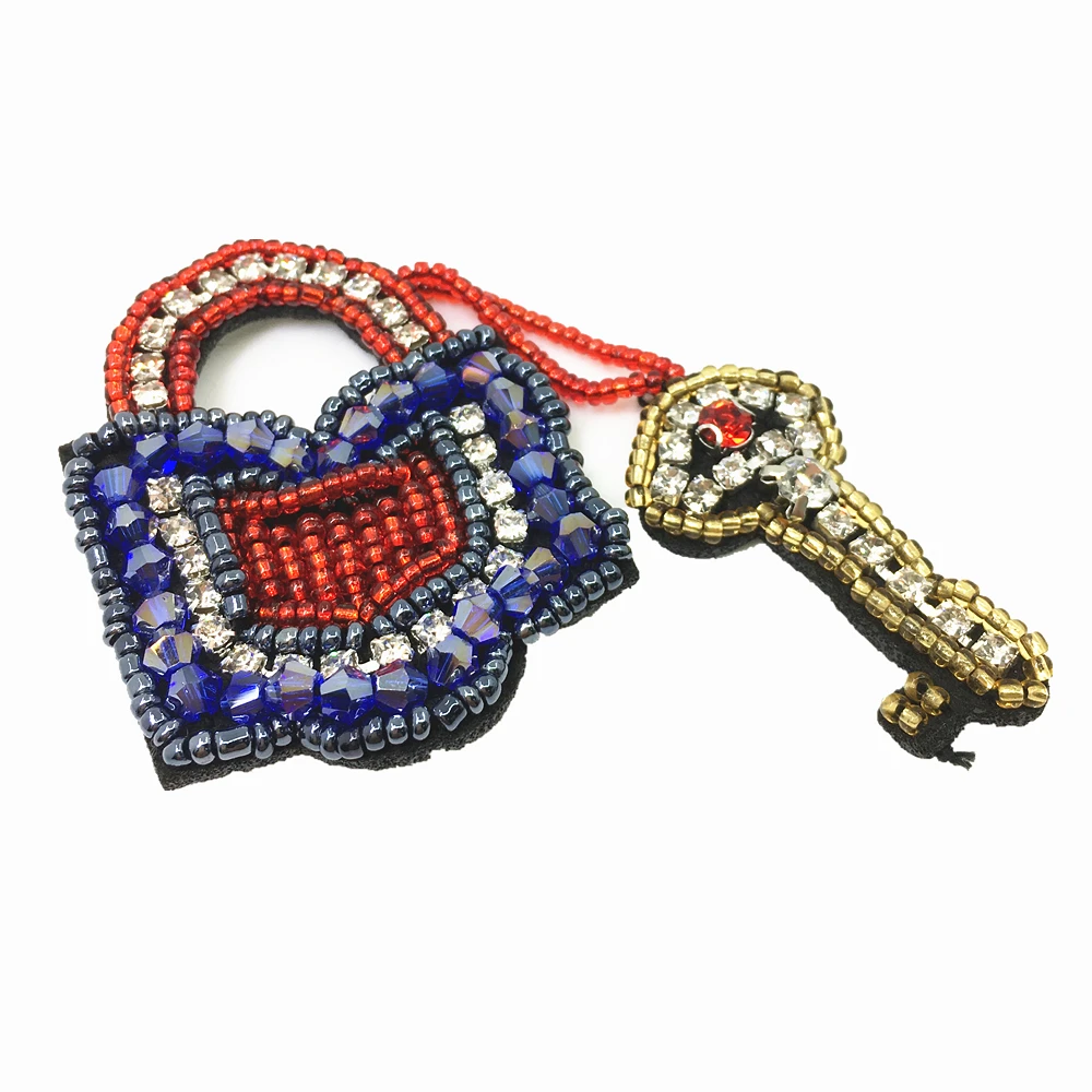 5 шт. Пришивные патчи с ключом украшенные кристаллами и бусинами для одежды обуви