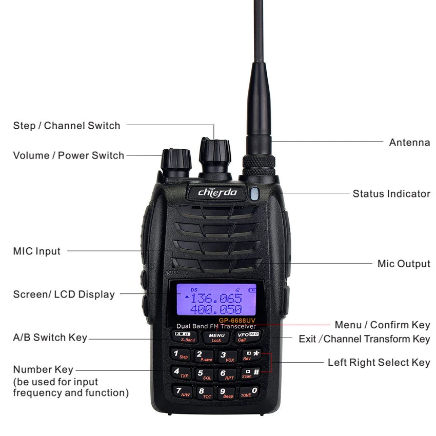 Новинка Двухдиапазонная портативная рация GP 6688UV Walkie Talkie с перекрестным