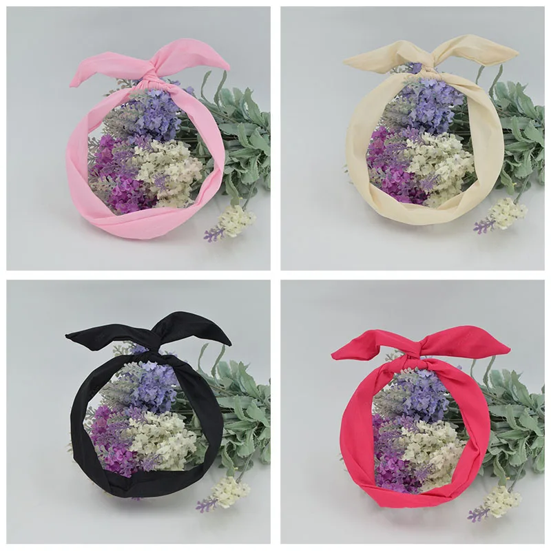 Одна штука бесплатной доставки женский Очаровательный однотонный кролик кролика ушей лента металлический провод оголовье шарф волос головной бандаж бант на.