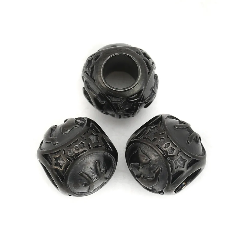 DoreenBeads 304 распорка из нержавеющей стали бусины Круглый черный знак созвездий 10 мм(3/") Диаметр., Отверстие: Приблизительно 4,3 мм, 1 шт