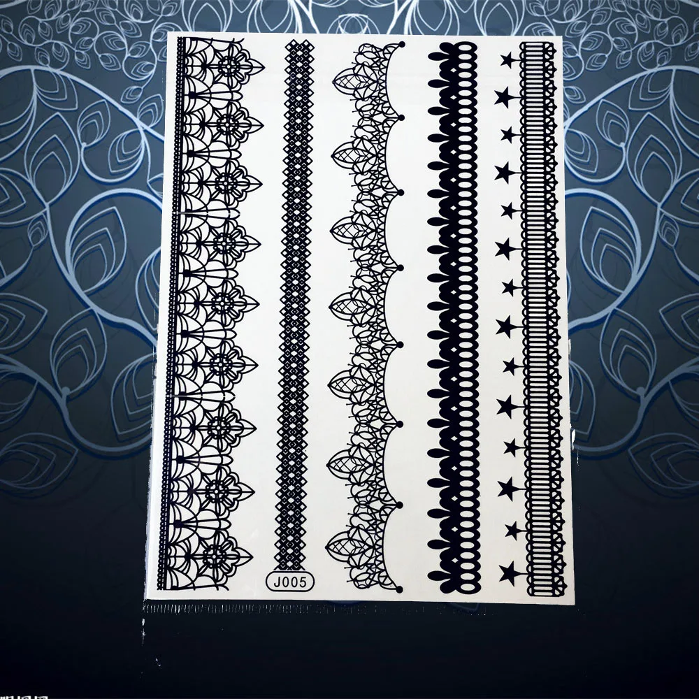 1 шт. сексуальный боди арт черная бабочка тату цветок рука кружева браслет