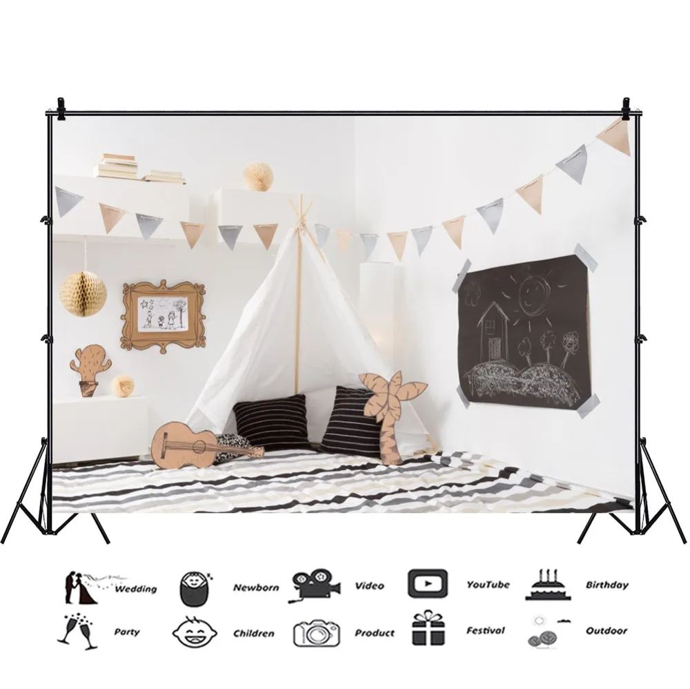 Laeacco Baby Room Interior Tent Carpet Children Photography Background Customized Photographic Backdrops For Photo Studio | Электроника