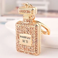 lovely perfume fragrance bottle shaped charm pendant rhinestone crystal purse bag keychain gift woman jewelry wholesale keyring