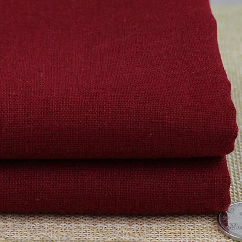 

100cm*140cm burgundy fabric for dress skirt trousers sewing tissu solid cotton linen