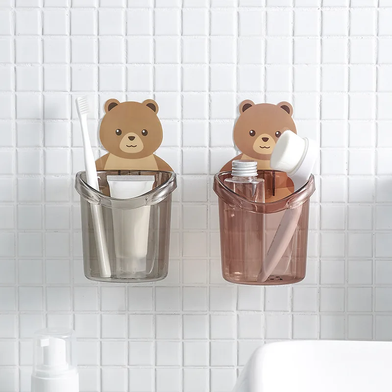 Cute Bear Toothbrush Holder and Bathroom Accessories Set - Toothpaste Holder, Toothbrush Stand, Shelf, Bath Storage Rack image 2