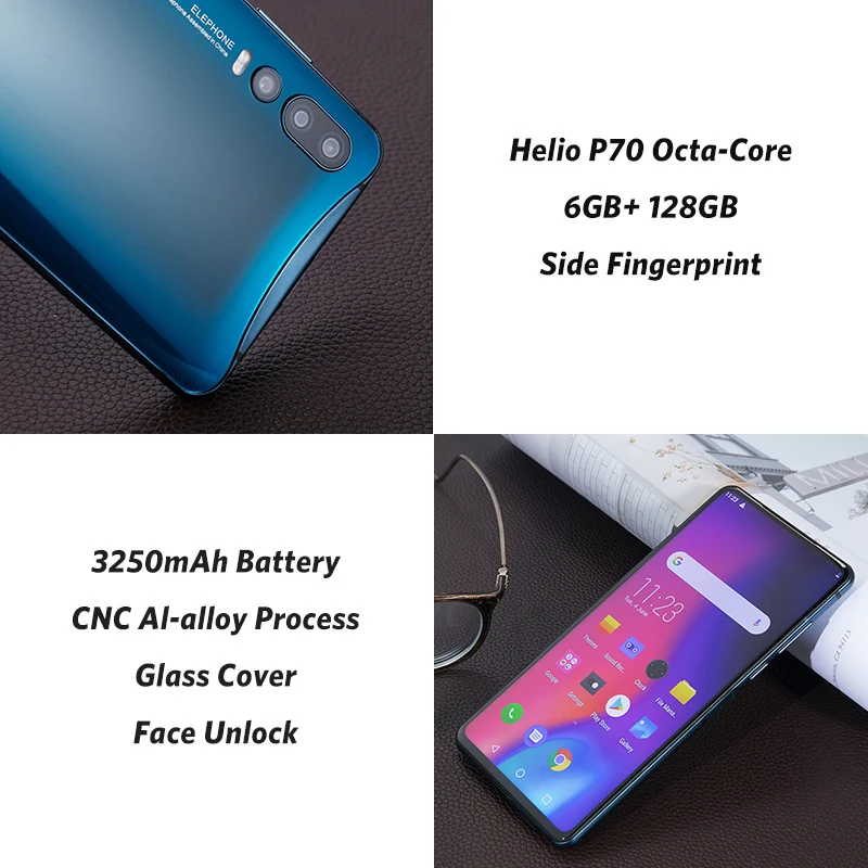Elephone U2 16 Мп всплывающая камера мобильный телефон Android 9 0 MT6771T четыре ядра 6 ГБ + 128 Гб
