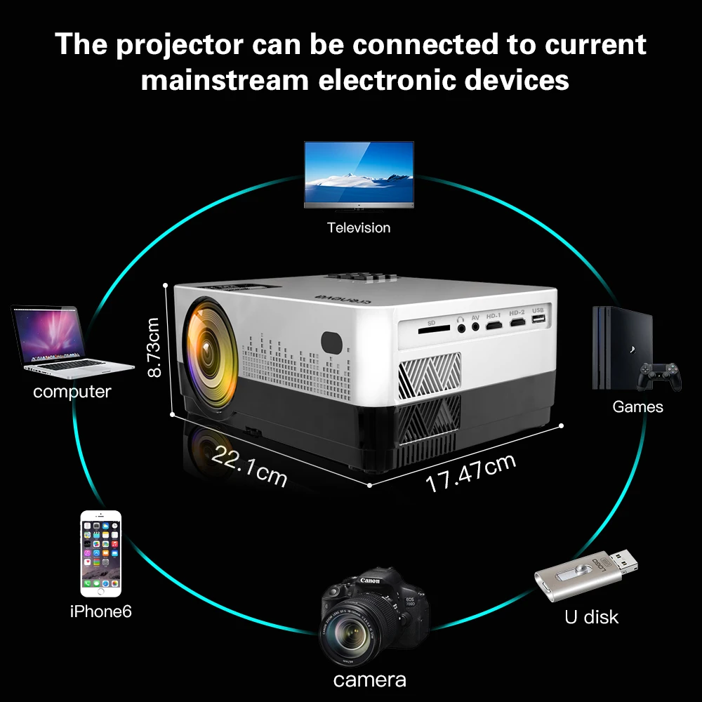 CRENOVA новейший светодиодный проектор HD 1280*728P Android 6,1 OS 4300 люмен домашний кинопроектор с Wi-Fi Bluetooth