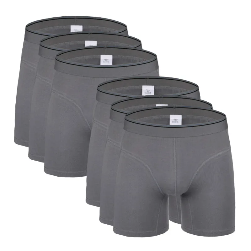 6Pcs 2494B Gray 6 шт./лот Качественный хлопок мужские трусы плюс Размеры 7XL - Цвет: 6Pcs 2494B Gray