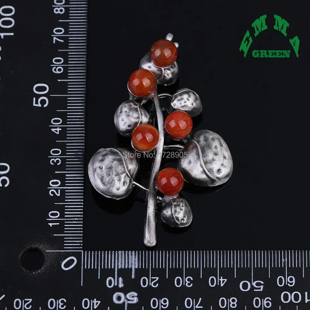 High-Grade Agated Stone Flower Brooch 50x70mm Retro Antique Corsage Crystal Rhinestone Pin Jewelry | Украшения и аксессуары
