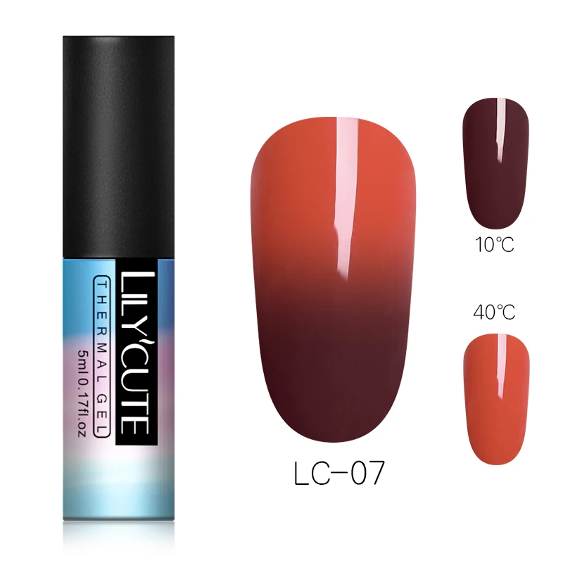 2 colors 07 LILYCUTE 5 мл термальный меняющий Цвет УФ-Гель-лак Блеск Мерцающий замачивающийся УФ-гель для дизайна ногтей лак для маникюра нейл-арта - Цвет: 2 colors 07