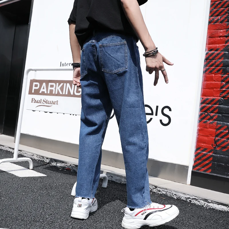Мужские джинсы в стиле Харадзюку повседневные Прямые с широкими ножками