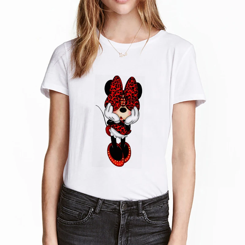 Модная Милая футболка для женщин с принтом Минни хипстер женская коротким