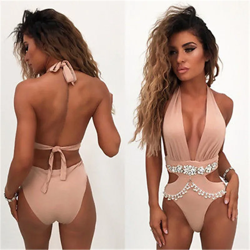 Лидер продаж сексуальное Бандажное бикини с прорезями Женский цельный купальник