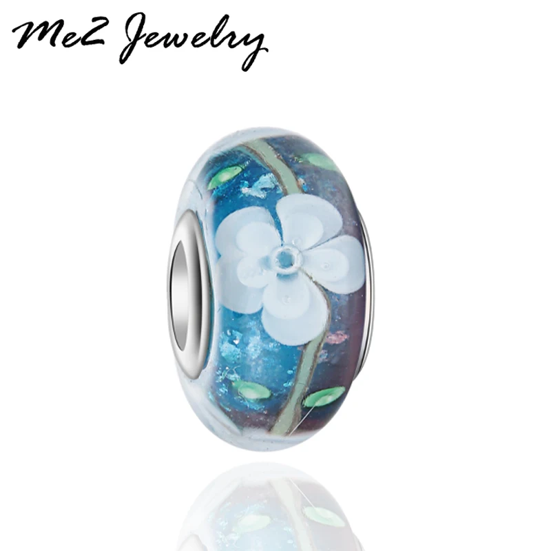 1PC Top Quality Charm Beads fit European Bracelet 2017 White Flower Murano Diy Jewelry Free Shipping GB12 | Украшения и