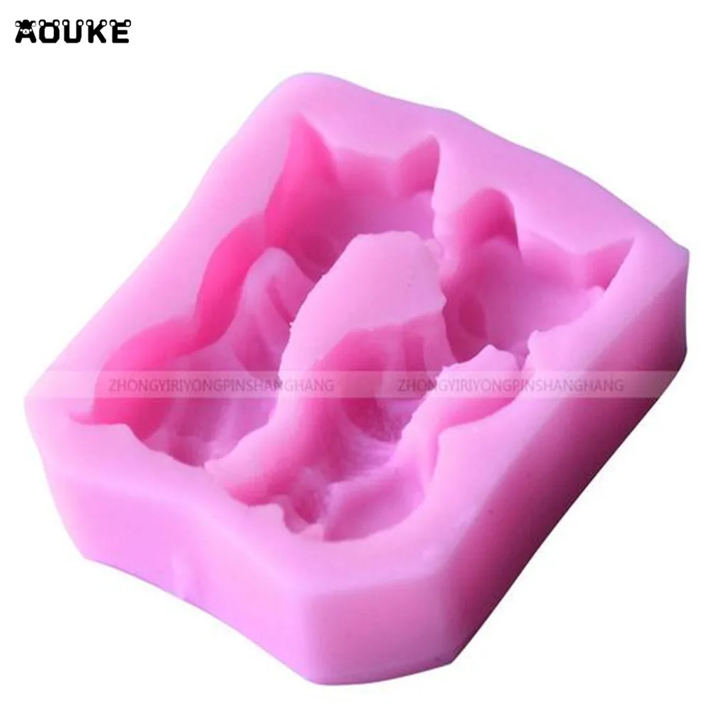 3D форма для двух кошек торта конфета шоколадные силиконовые формы рельефная