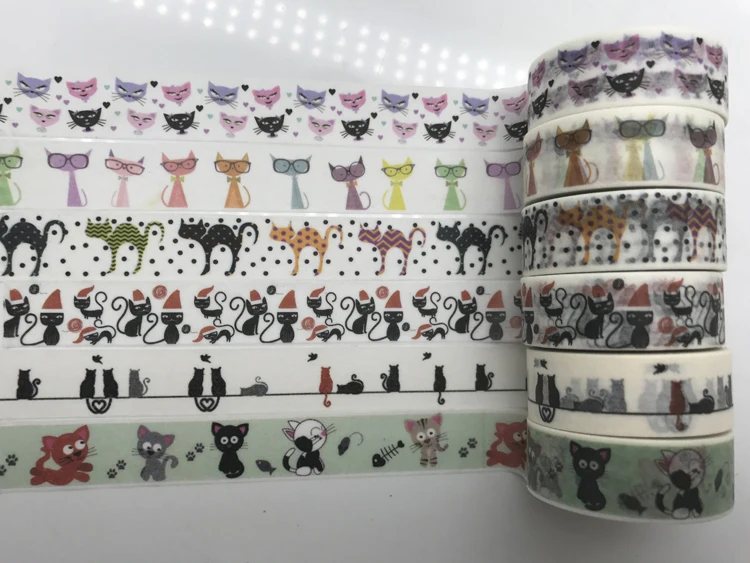 Jiataihe кошки васи клейкая лента наклейка каваи Канцтовары Хеллоуин лента|cat washi