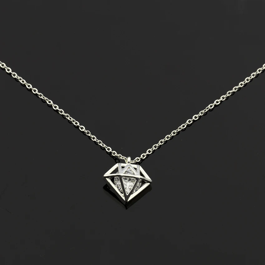 Classic Permanent Origami Cone Faceted Crystal Jewelry Charm Chain Necklaces& Pendants Engagement Gifts Maxi Collares Mujer bff