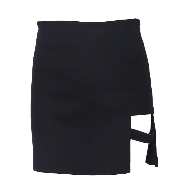

A Set Sexy Mini Tennis Skirt High Waisted Hollow Out Asymmetric Metal Ring Package Hip Skirts Gap Irregular Hem Tennis skirt