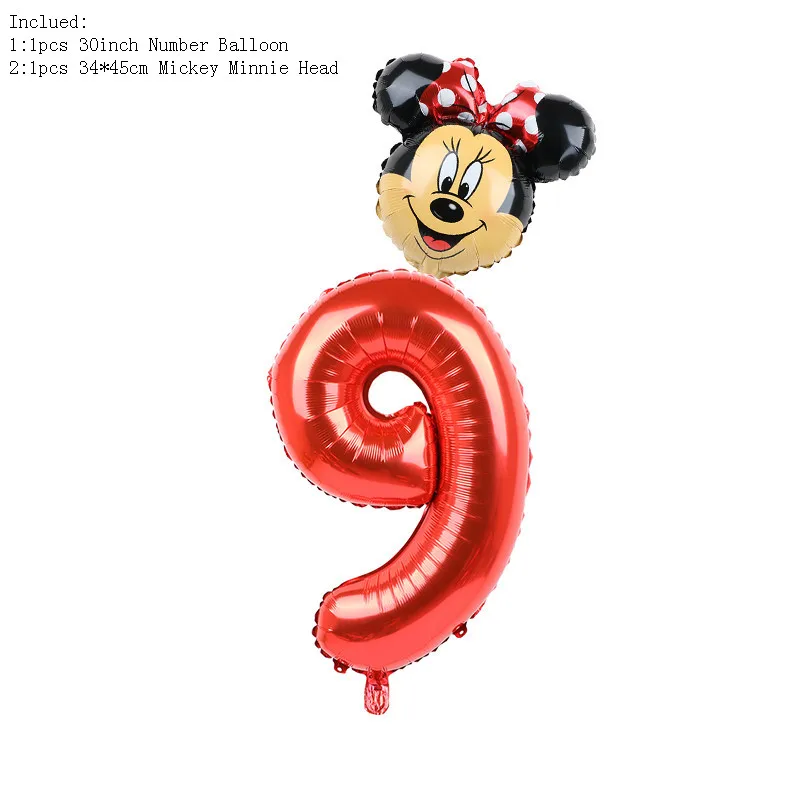 Темно-серый Fudanl 32 дюймов красные, черные номер Фольга надувные шары Mickey Minnie в форме головы рисунок От 1 до 5 лет детская футболка для мальчиков и девочек, День рождения Декор - Цвет: Темно-серый