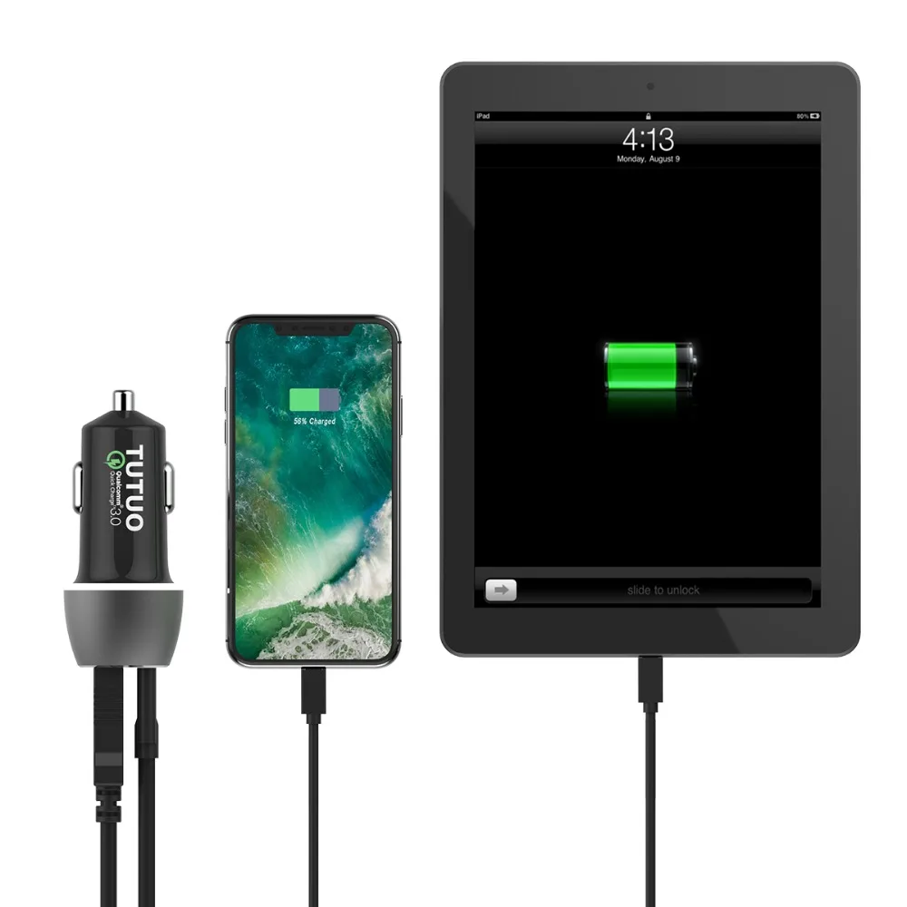 Автомобильное зарядное устройство TUTUO 33 Вт 2 порта быстрая зарядка 3 0 + USB Тип C