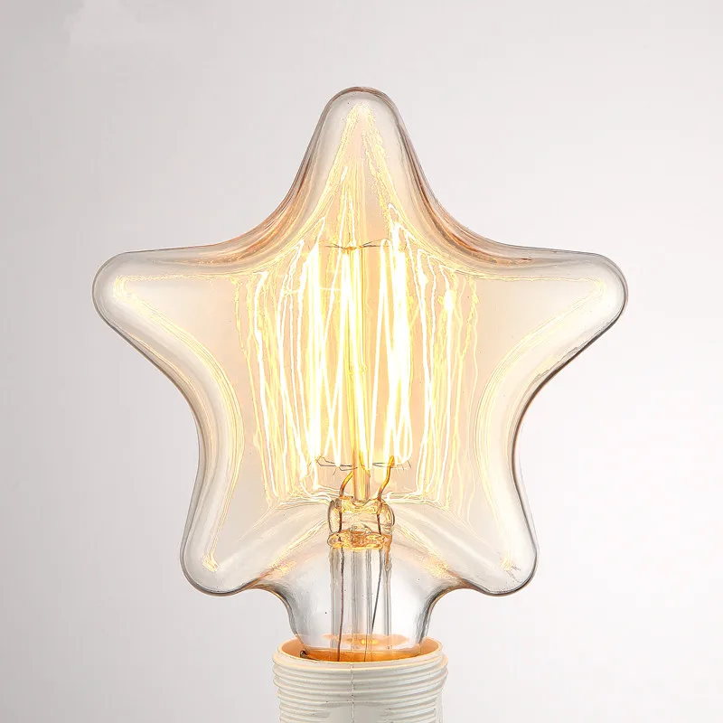 Ретро лампа Эдисона в форме звезды накаливания E27 Рождественская винтажная для