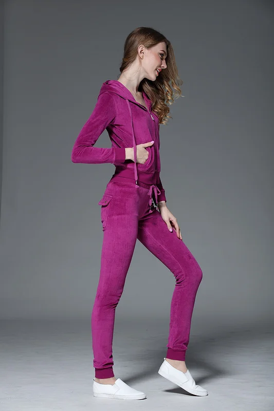Бренд Juicy Lovers женские спортивные костюмы черный розовый фиолетовый серый pleuche уличные повседневные спортивные костюмы с капюшоном Спортивная толстовка с воротником-стойкой костюм