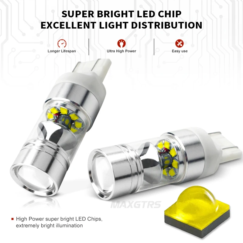 T20 Led 7443 7444 100W CREE чип светодиоды W21/5 W Автомобильные стоп Обратный лампы светильник задний передний указатель поворота белый 6000K 12V