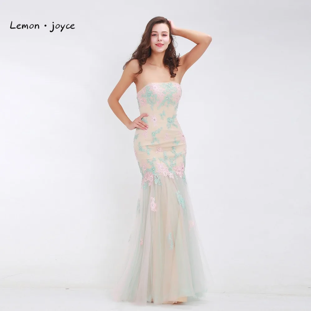 Выпускные платья Длинные для девочек в цветочек 2019 аппликации с камнем без