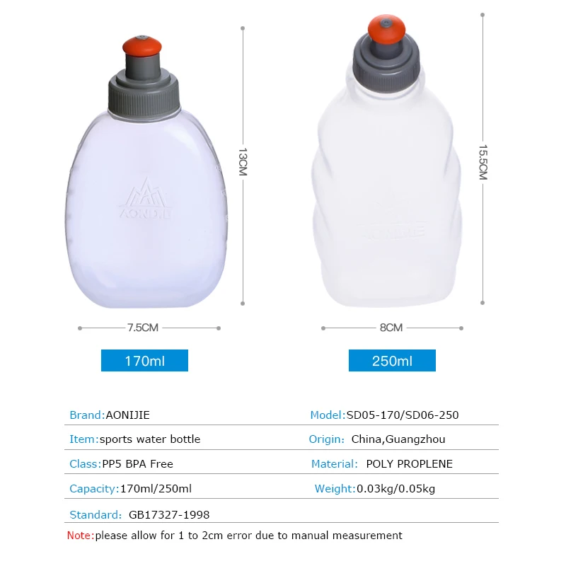 2Pcs AONIJIE SD05 SD06 Water Bottle Flask Storage Container BPA Free For Running Hydration Belt Backpack Waist Bag Vest Camping | Спорт и
