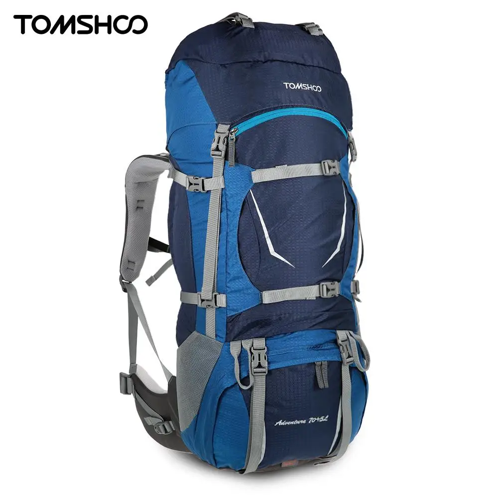

TOMSHOO 70+5L Hiking Backpack Trekking Rucksacks Outdoor Sports Water-resistant with Rain Cover for Climbing Camping Travel