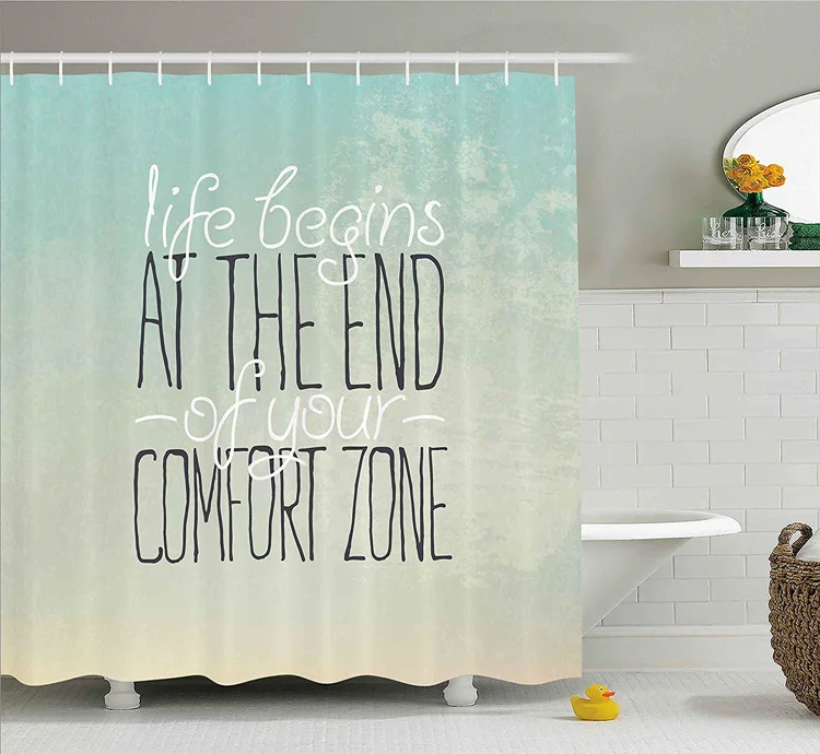 

Новинка, Мотивационная жизнь мяты начинается в конце вашей комфортной зоны, цитата, занавески для душа, активные концепции, занавески для ва...